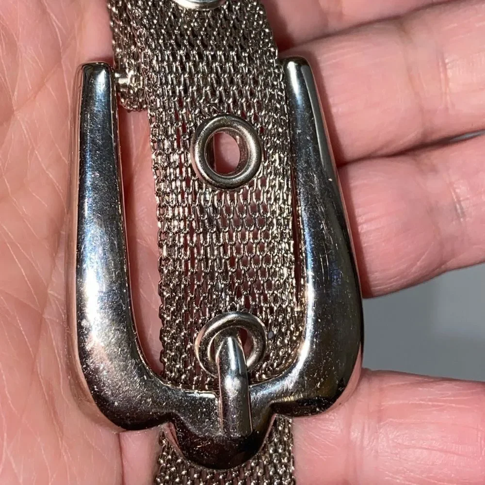 VTG, Silver Mesh Heavy Weight CC-14 5A Chic Silver Women's Belt